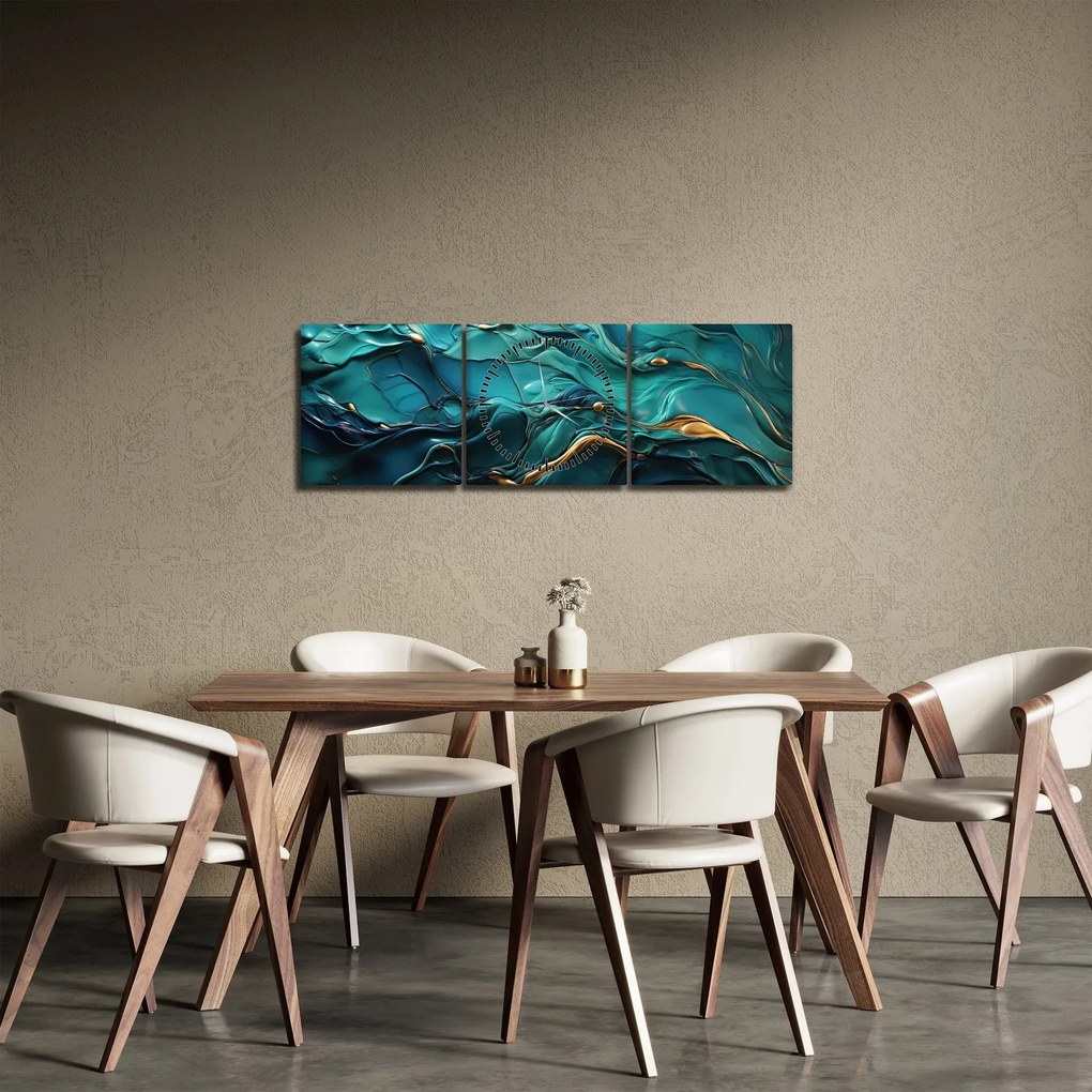 Tablou - Texturi abstracte (cu ceas) (90x30 cm)