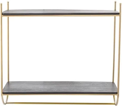 Raft din metal si lemn, Carly Negru / Auriu, l66xA30xH61 cm