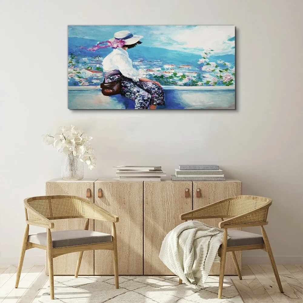 Tablou canvas Femei peisaj urban Munții