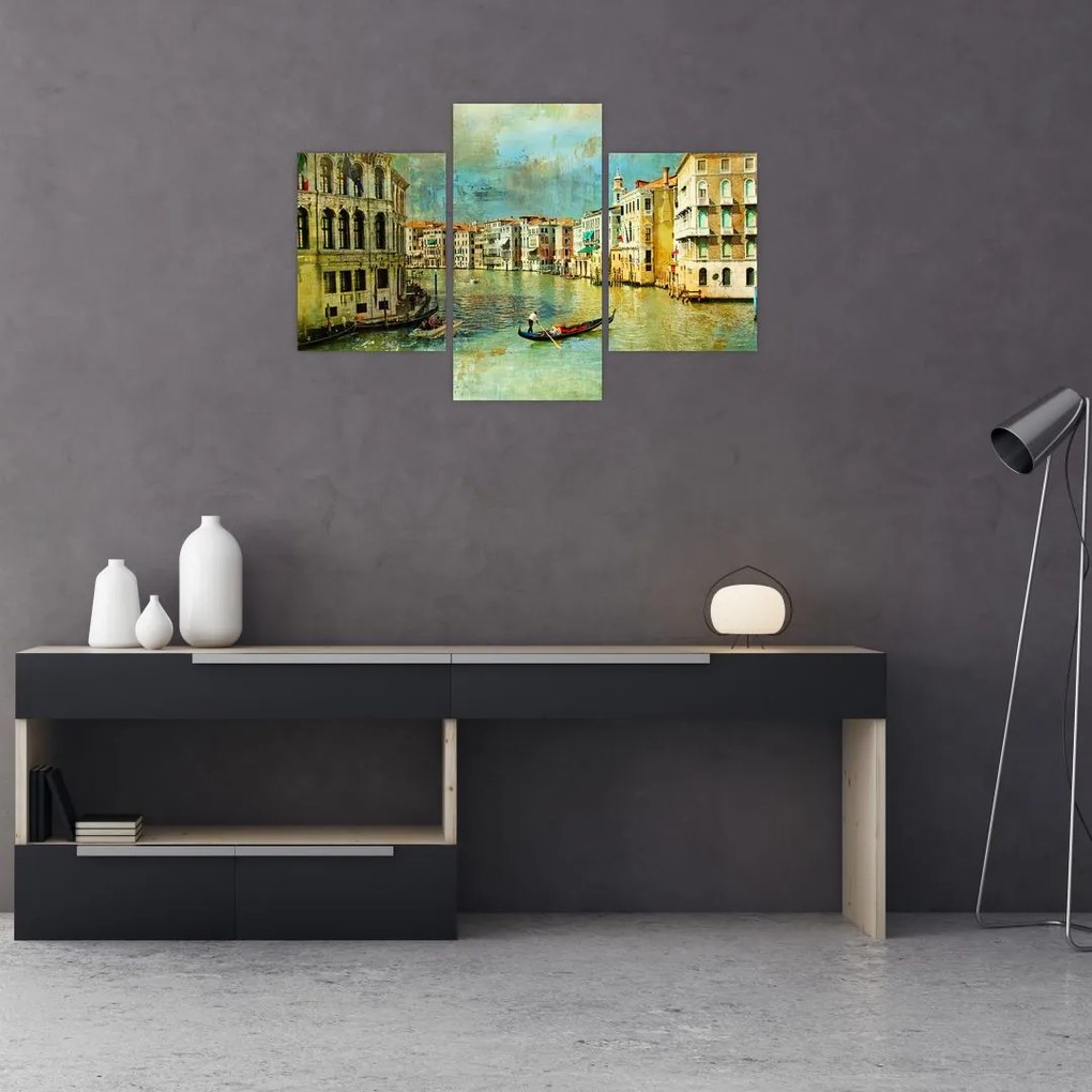 Tablou - Canalul de la Veneția și gondole (90x60 cm)