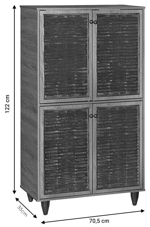 Dulap Pantofi Ronan culoarea nuc 70.5x35x122cm