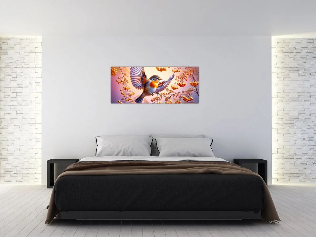 Tablou - Pasăre cu scoruș (120x50 cm)