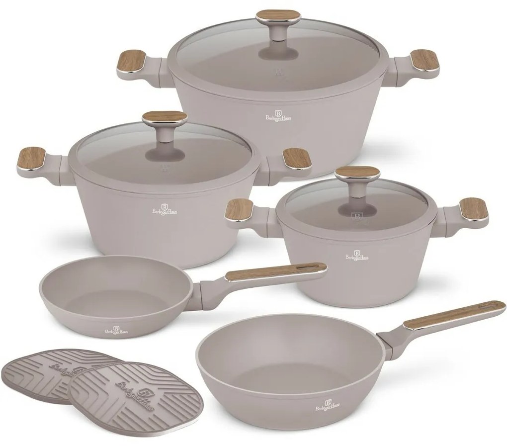 BerlingerHaus Set de vase cu suprafață din titanTaupe  Nordic, 10 piese