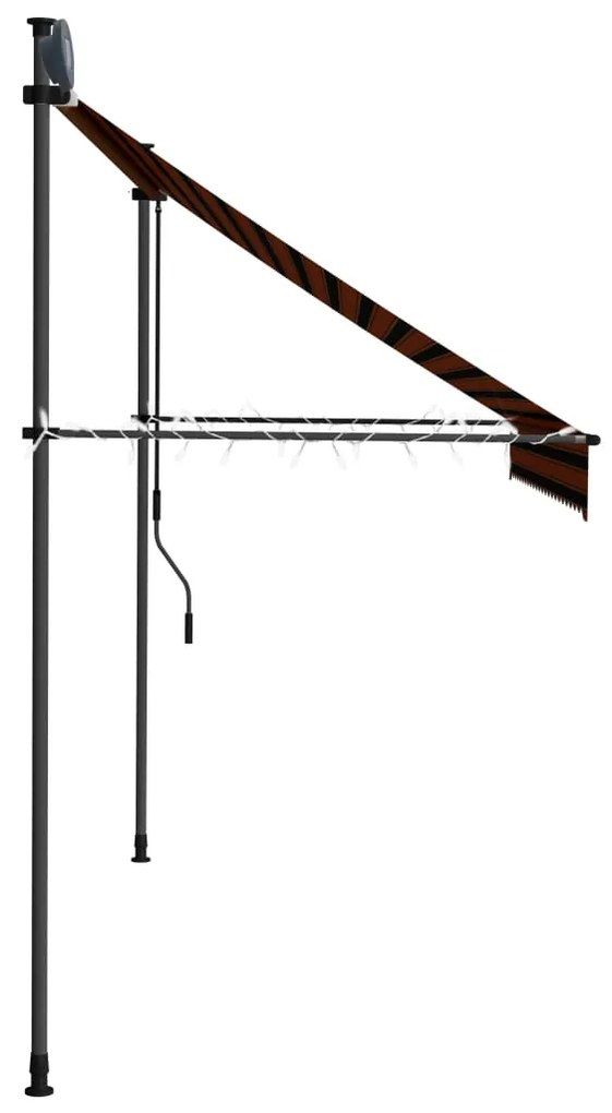 Copertina retractabila manual cu LED, portocaliu  maro, 250 cm portocaliu si maro, 250 cm