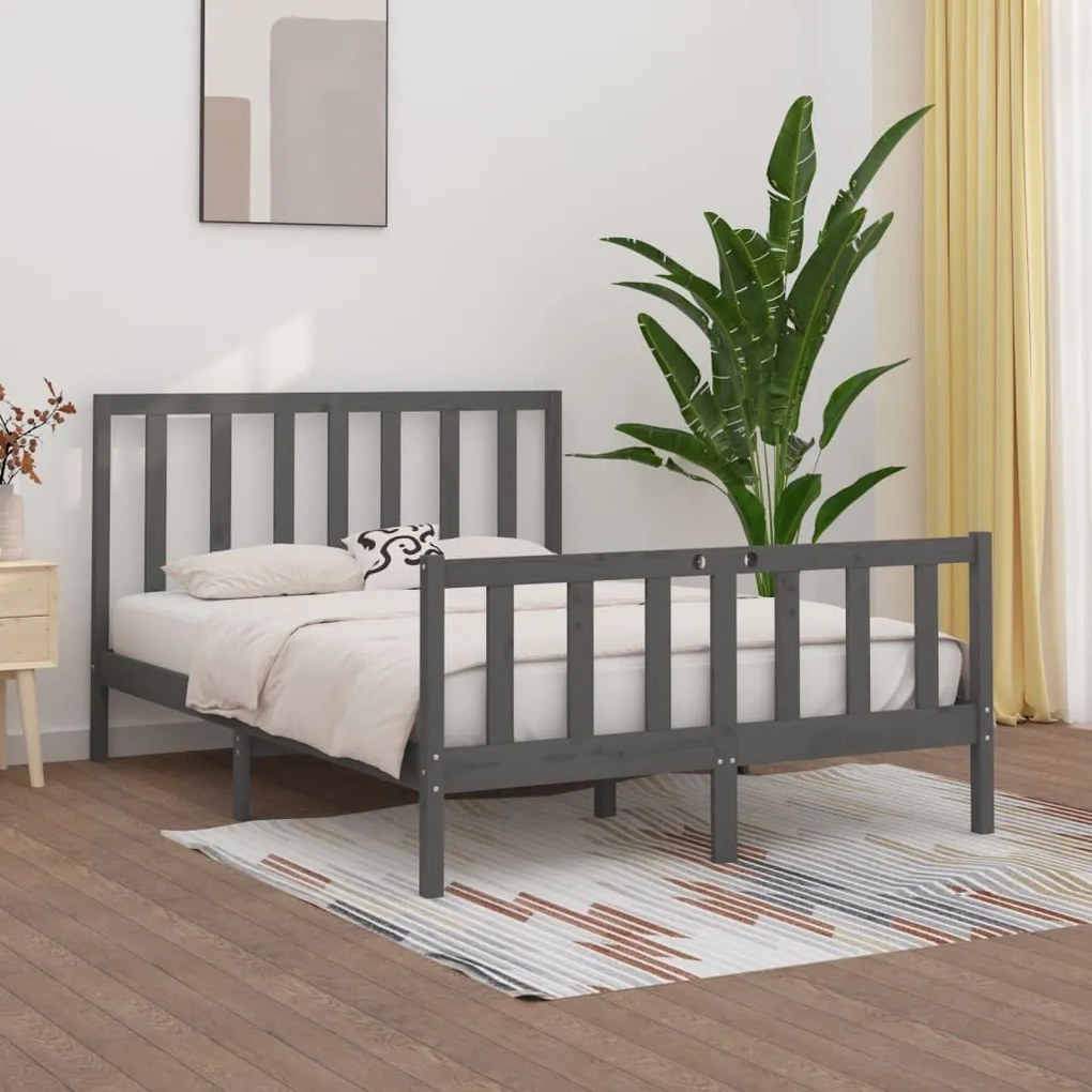 3106830 vidaXL Cadru de pat, gri, 120x200 cm, lemn masiv