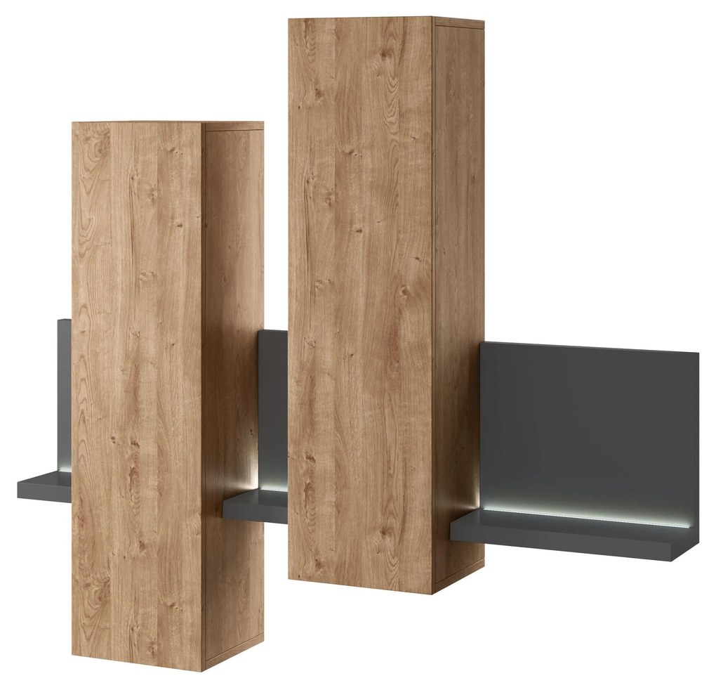 Dulap de perete Bilsby Typ 04 (Stejar ribbec + gri). 1030328