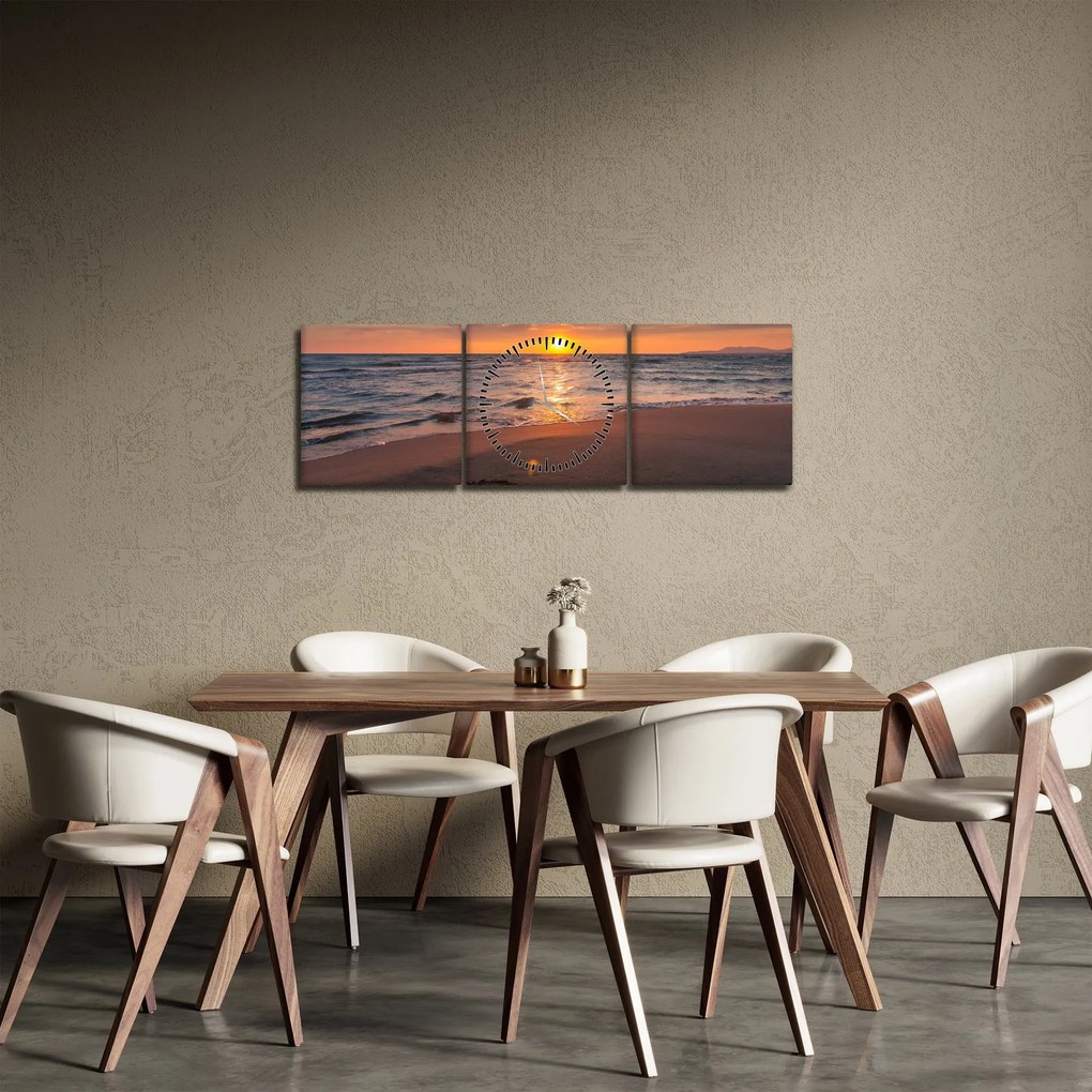 Tablou - Inima în nisip (cu ceas) (90x30 cm)