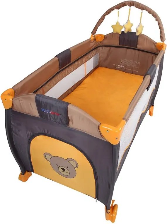 Pătuț de călătorie, portocaliu/gri