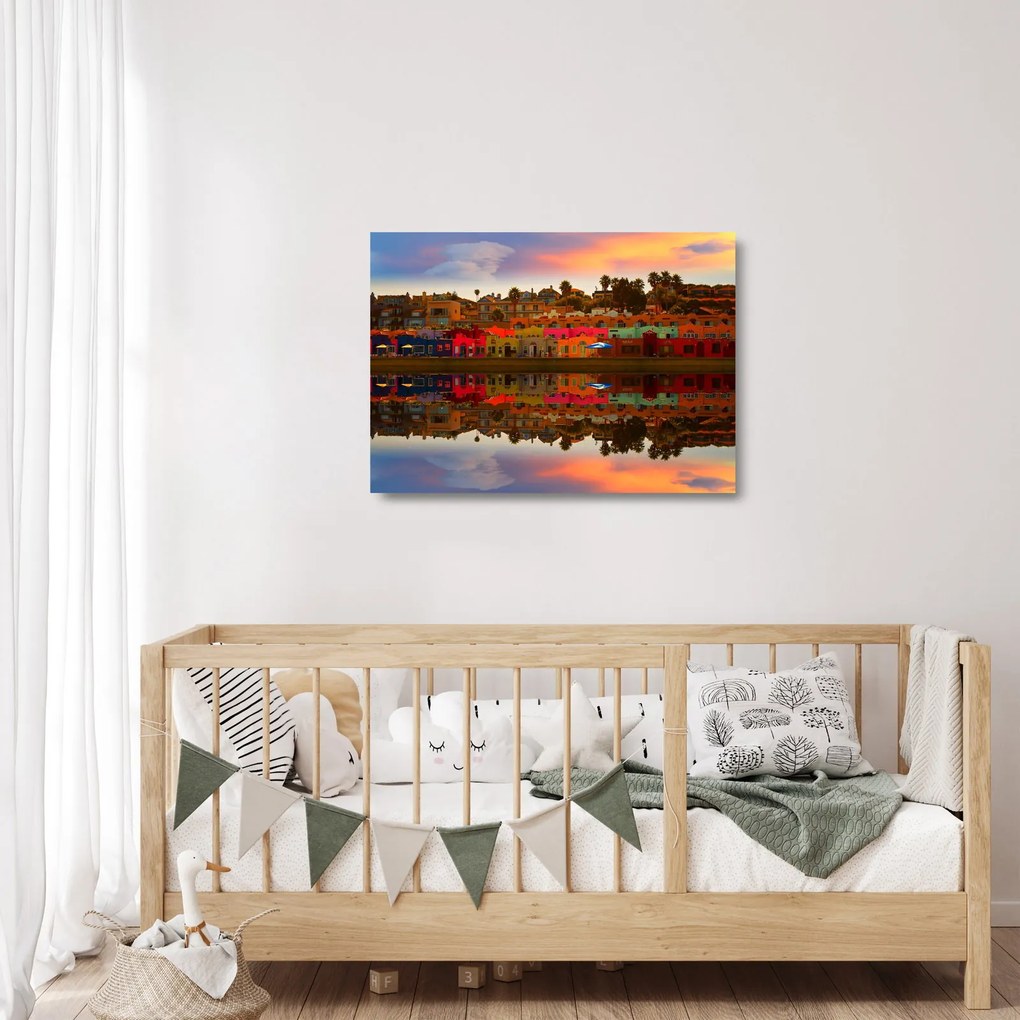 Tablou pe sticlă - Loc pentru baie de vară (70x50 cm)
