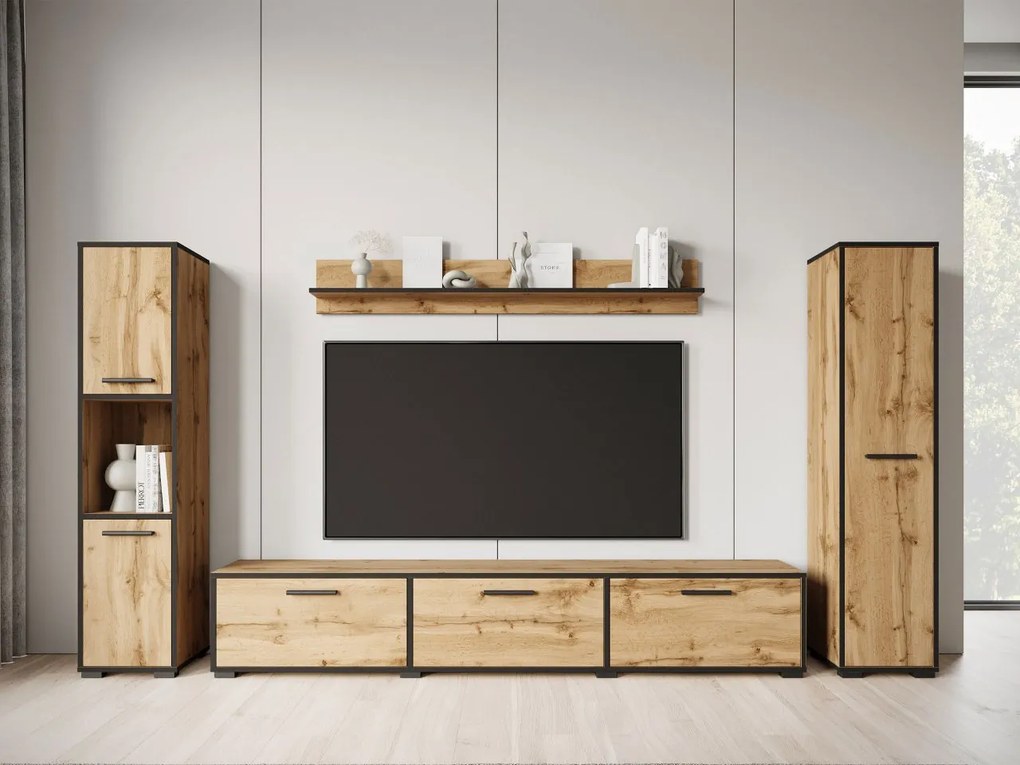 Mobilier living Ikinra XL (Stejar wotan + Negru) . Promo -17%. 1104554