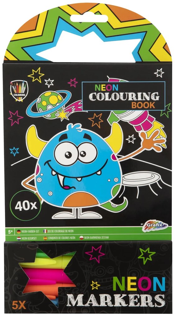 CARTE DE COLORAT CU CARIOCI NEON - MONSTRULET - GRAFIX (150079-1)
