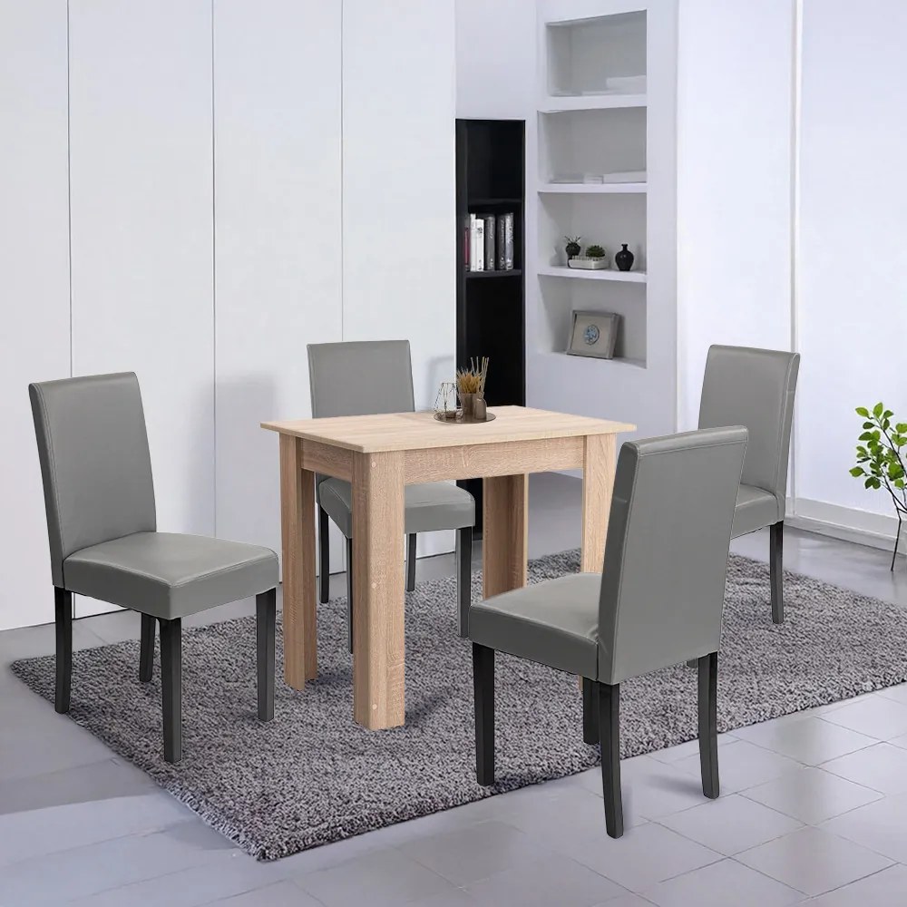 Set de masă Leon 4+1, gri stejar Sonoma