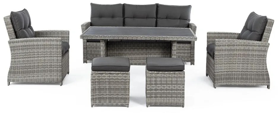 Set mobilier de grădină gri din ratan artificial pentru 6 persoane Ariel – Bizzotto