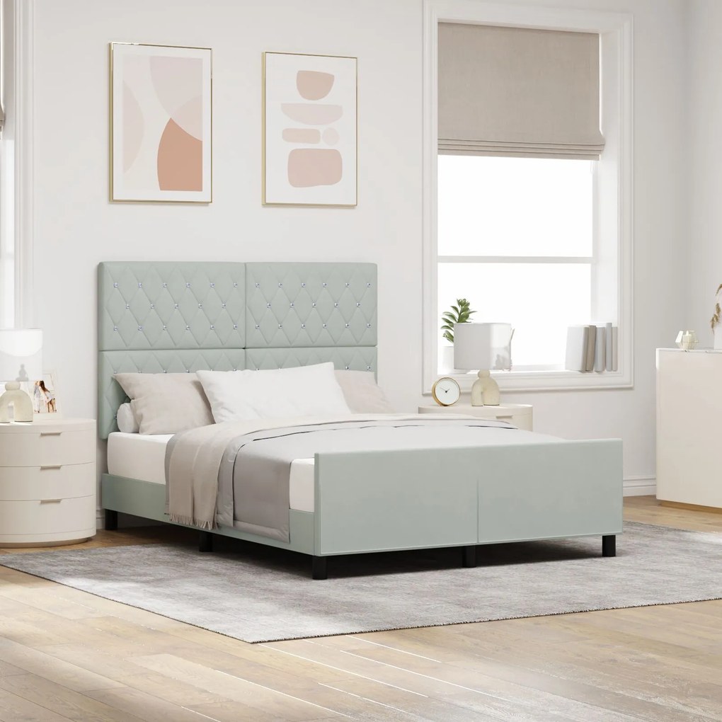 vidaXL Cadru de pat, gri deschis, 160x200 cm, catifea