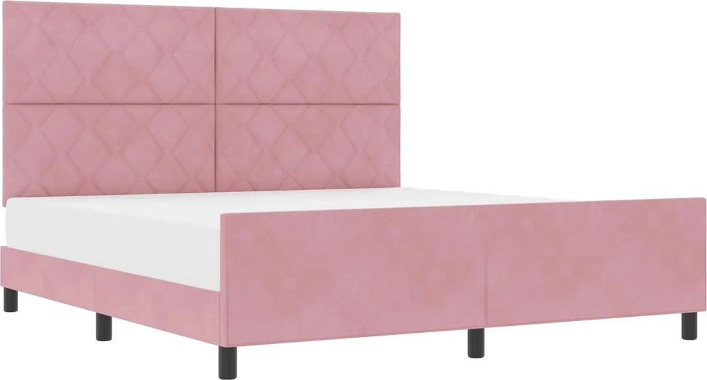 vidaXL Pat cu arcuri cu headboard Roz 180 x 200 cm Catifea