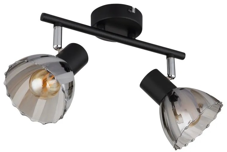 Plafoniera metal negru sticla fumurie ZACHERY 2L