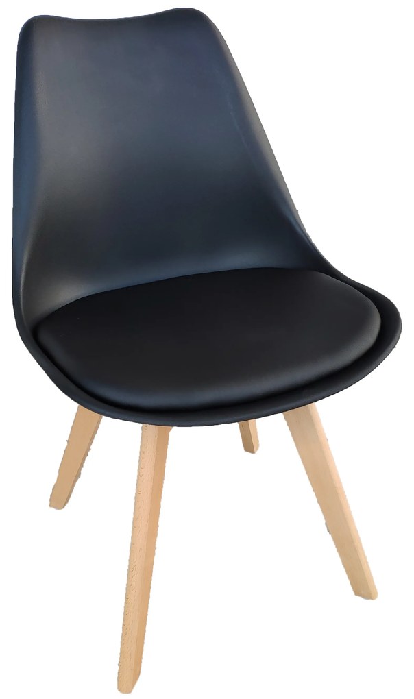Scaune de sufragerie 4buc negre, stil scandinav Basic