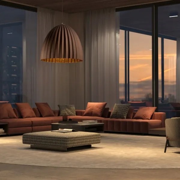 Lustră pe cablu TELMA 1xE27/60W/230V d. 70 cm maro/auriu