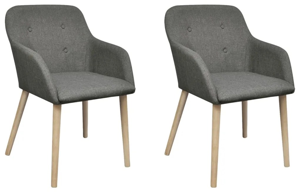 vidaXL Scaune bucătărie 2 buc, gri deschis, textil &amp; lemn stejar masiv