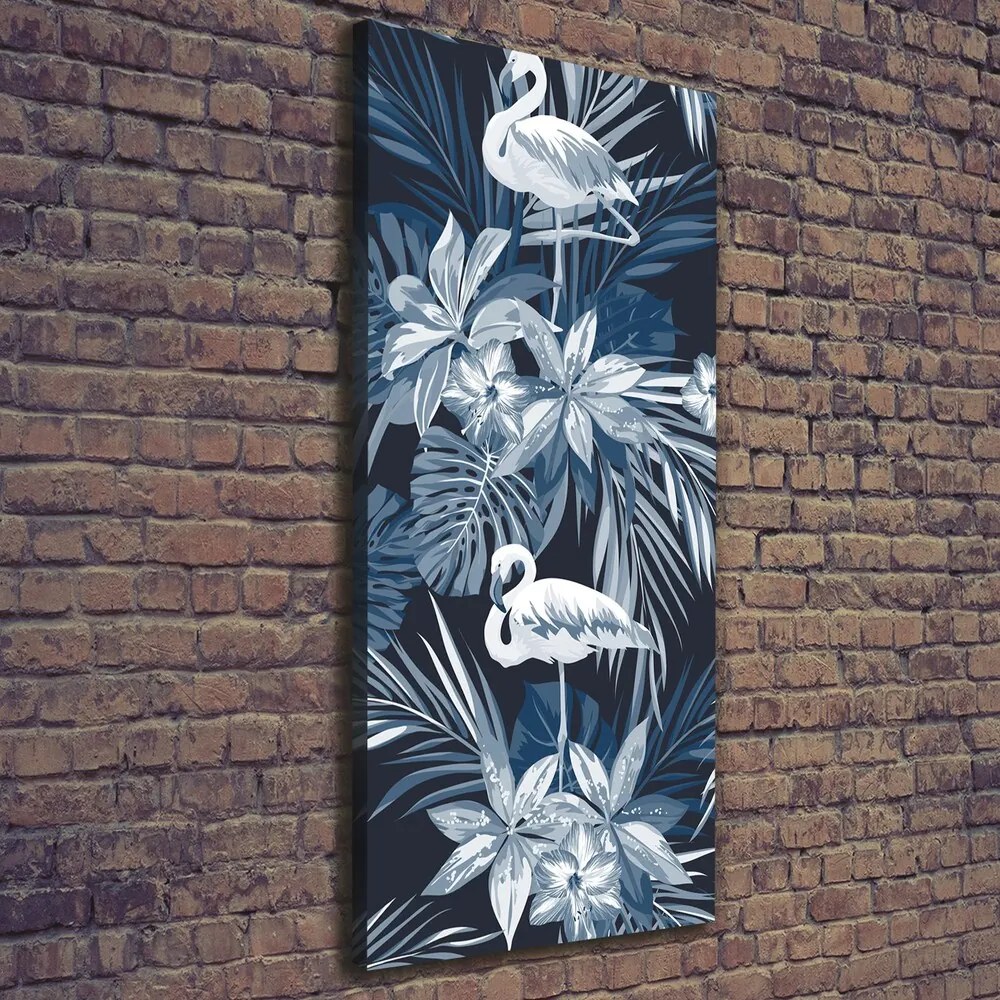 Tablou pe pânză canvas Flori și flamingo