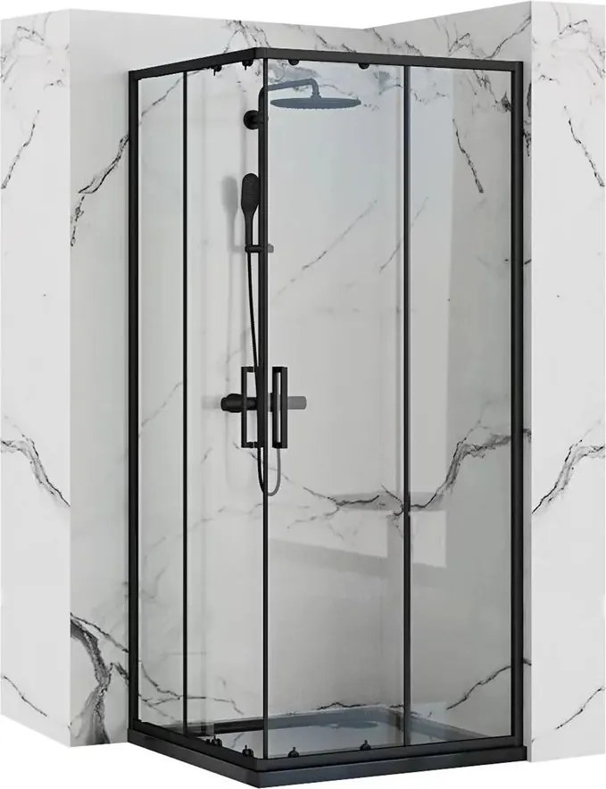 Cabina de dus patrata Rea Punto cu usi glisante 90x90 negru mat