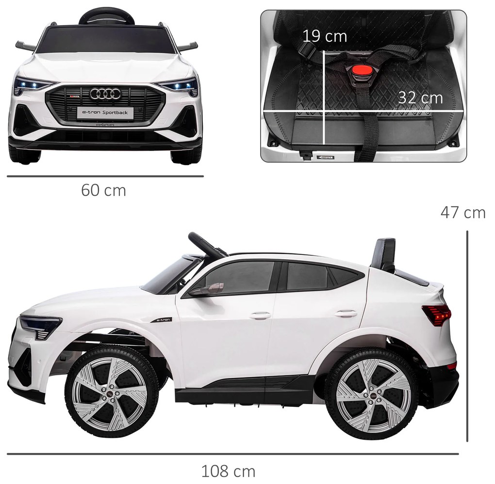 Masina sport electrica pentru copii , motor 12V pentru 3-5 ani, Alba HOMCOM | Aosom Romania