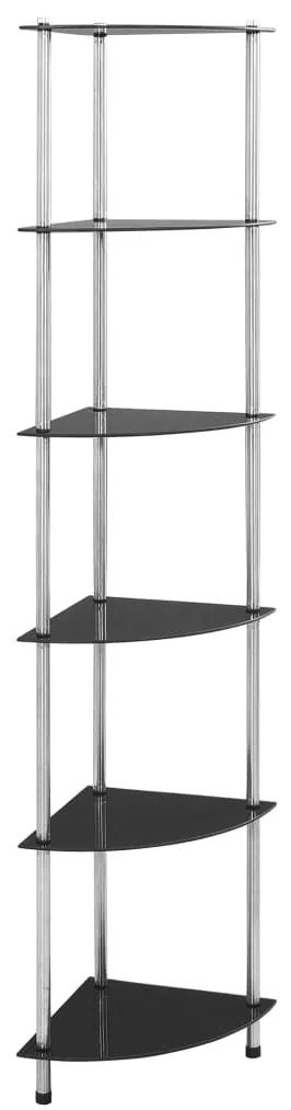 vidaXL Raft cu 6 niveluri, negru, 30 x 30 x 160 cm, sticlă securizată