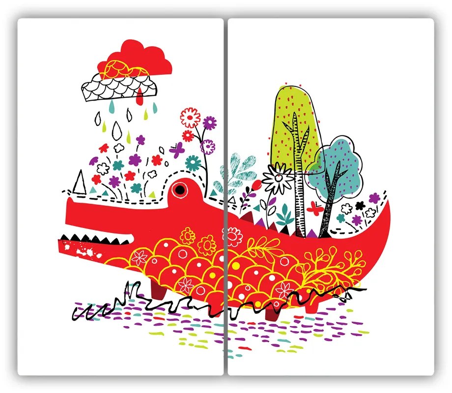 Tocator din sticla crocodil colorat