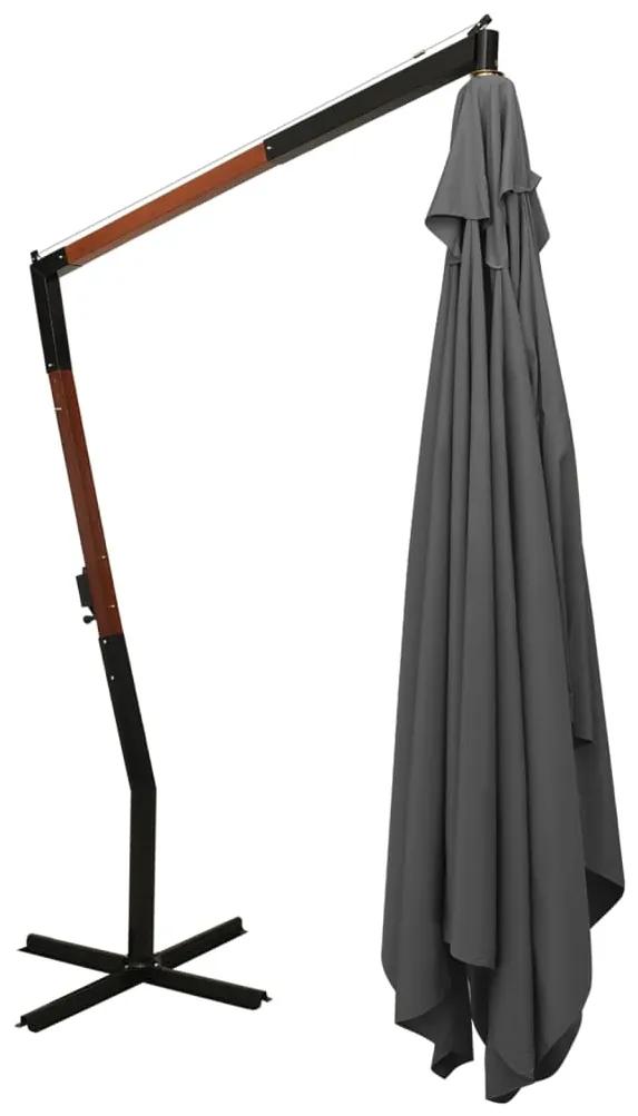 Umbrela suspendata cu stalp din lemn, antracit, 400x300 cm Antracit