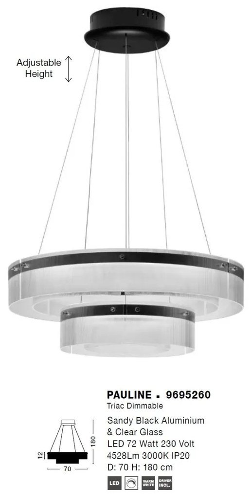 Lustra LED suspendata design circular PAULINE D-70cm