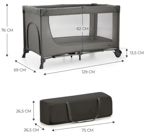 Pătuț de voiaj KINDERKRAFT JOY 2 gri