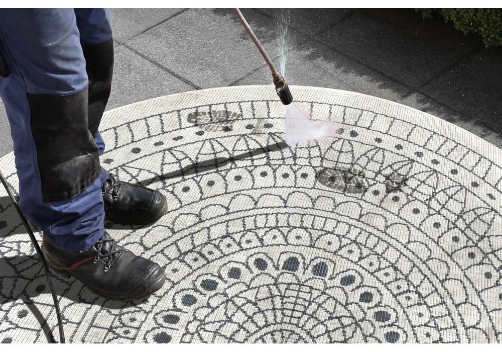 Covor pentru exterior NORTHRUGS Porto, ⌀ 200 cm, gri-crem