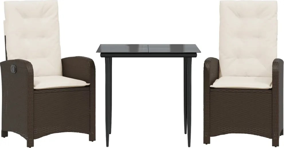 vidaXL Set mobilier de grădină cu perne, 3 piese, maro, poliratan