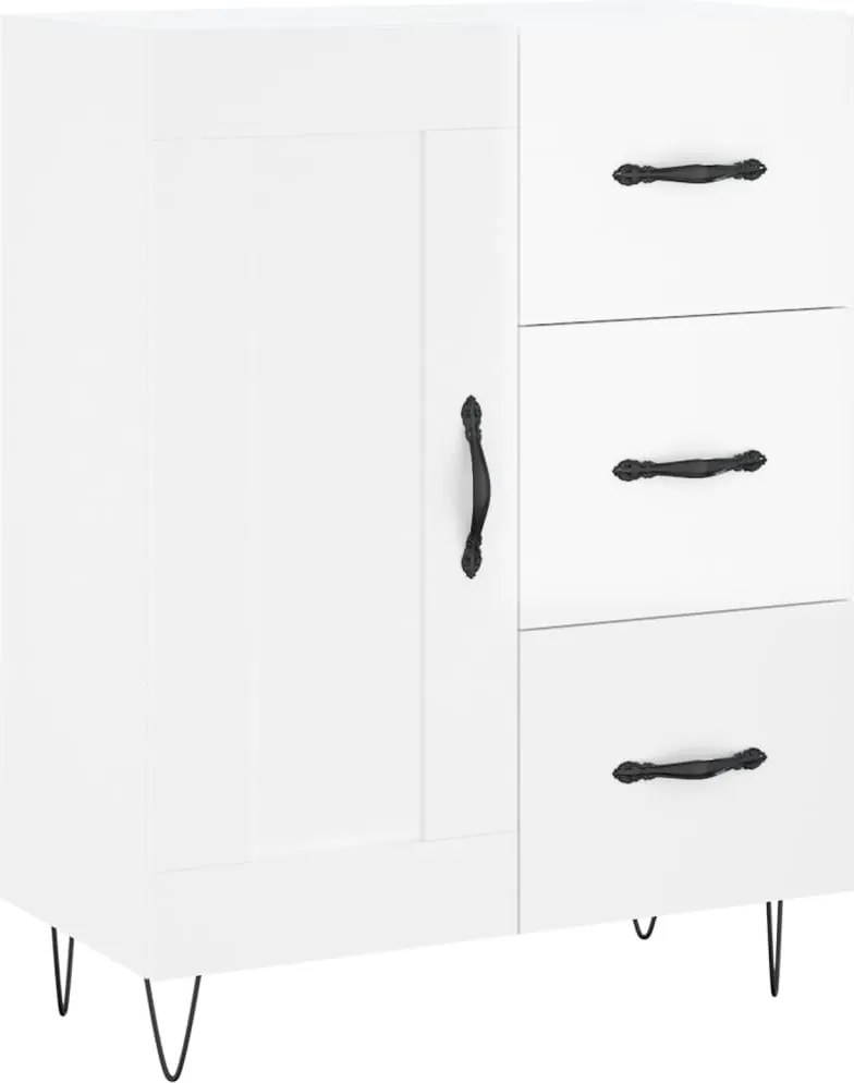 vidaXL Servantă, alb extralucios, 69,5x34x90 cm, lemn compozit