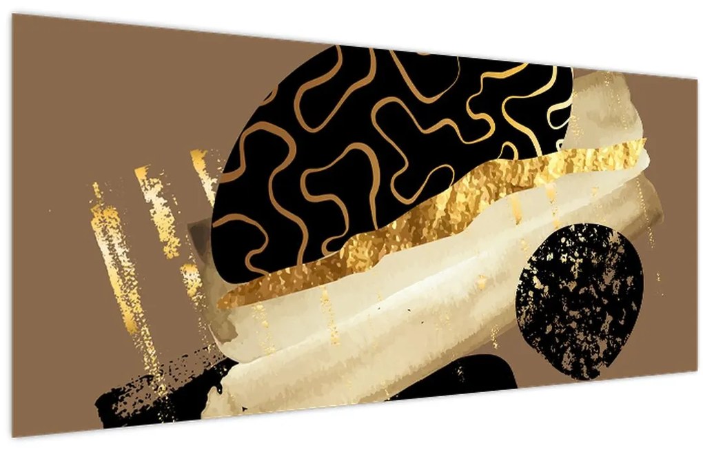 Tablou - Abstracție maro auriu N⁰3 (120x50 cm)
