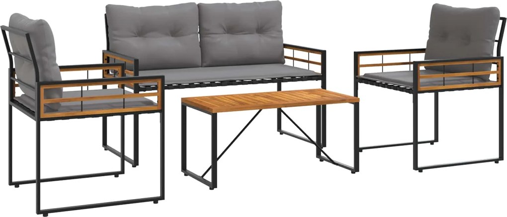 vidaXL Set de Mobilier pentru Exterior cu pernă 4 pcs Gri deschis