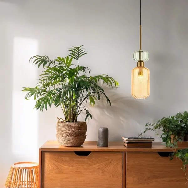 Lustră pe cablu MOLLY 1xE14/40W/230V d. 12 cm auriu/portocaliu/verde