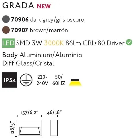 Aplica LED de exterior ambientala IP54 GRADA-1 / 3W gri