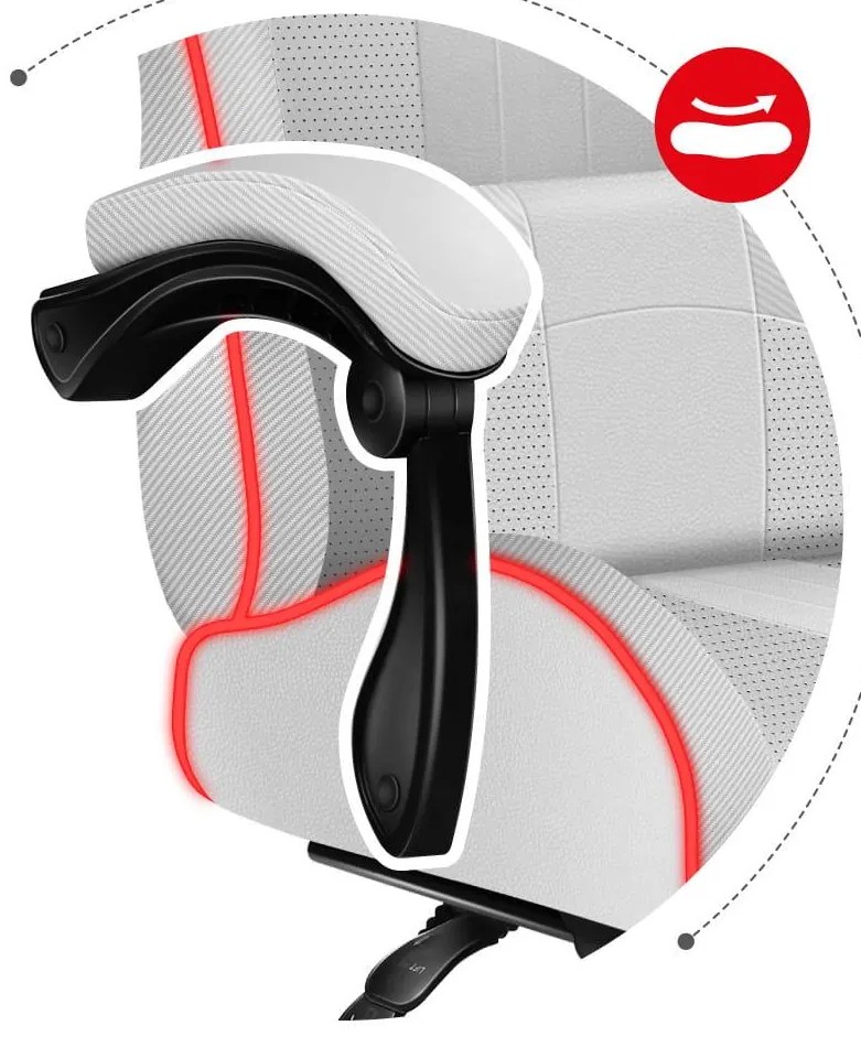 Fotoliu gaming Fusion 4.7 (alb + multicolor) (cu iluminat LED). 1087480