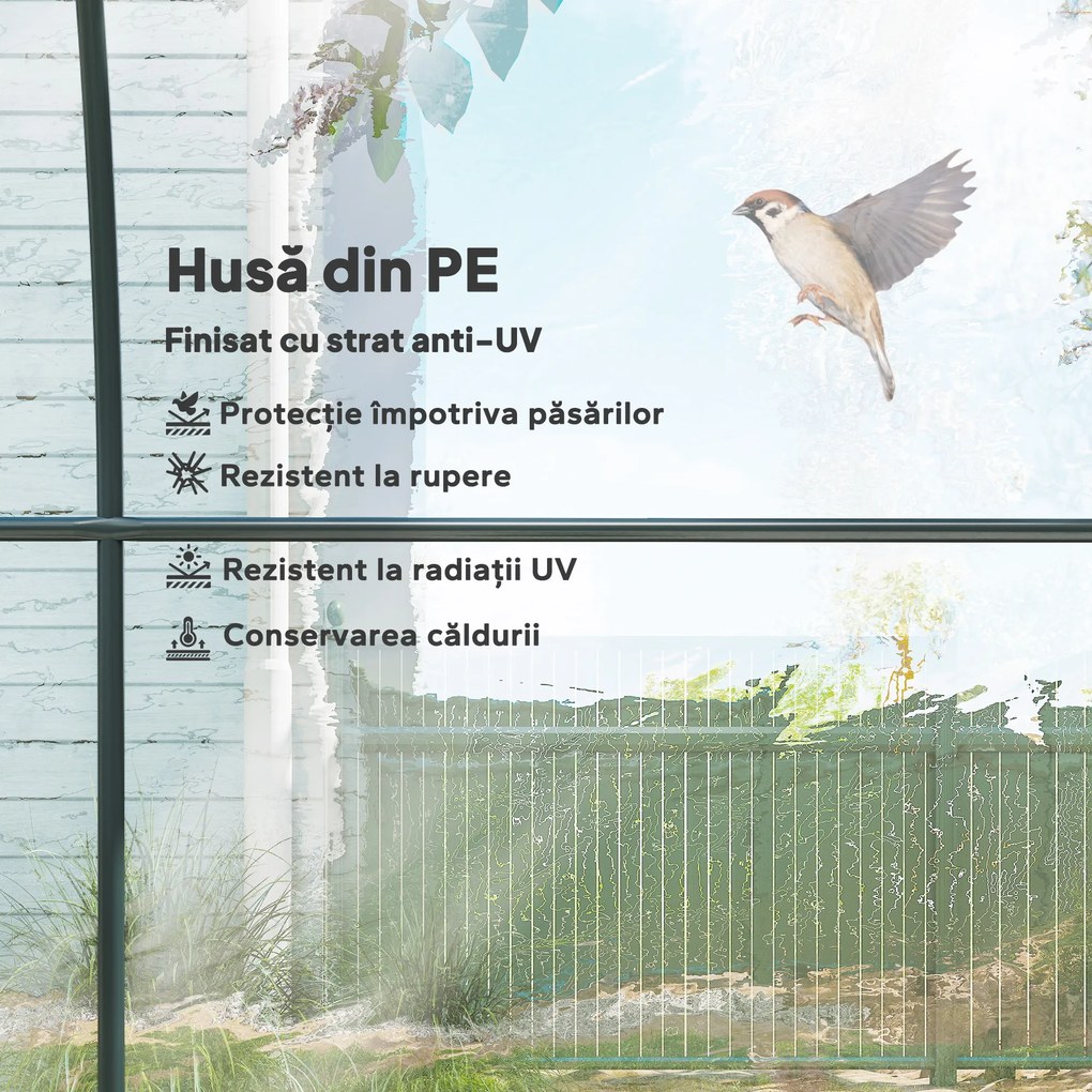 Outsunny Sera 3 x 2 x 2m cu Usa Rulanta si Fereastra, Transparent | Aosom Romania