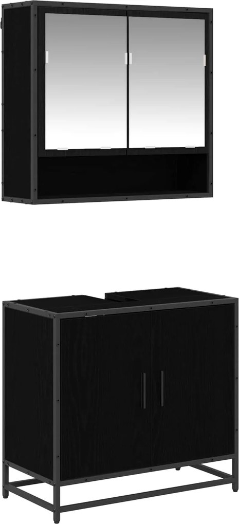 vidaXL Set de mobilier pentru baie 2 pcs Stejar Negru Lemn compozit