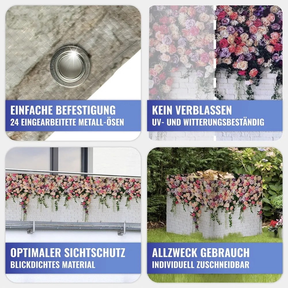 Paravan pentru balcon roz/gri 500x85 cm Roses - Maximex