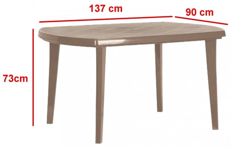 Set de mobilier de grădină Eltorini 6+1 în culoarea cappuccino