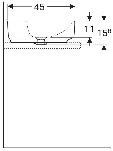 Lavoar Geberit Variform 60x45 cm, cu preaplin si orificiu baterie, alb - GEC500.772.01.2