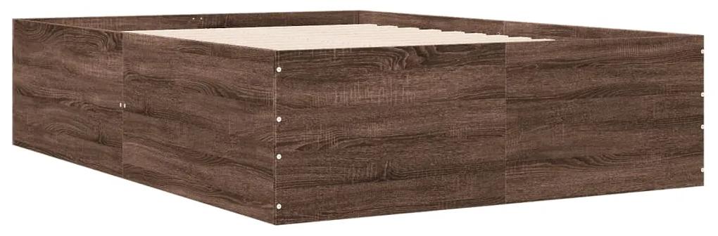 3280929 vidaXL Cadru de pat, stejar maro, 140x200 cm, lemn prelucrat