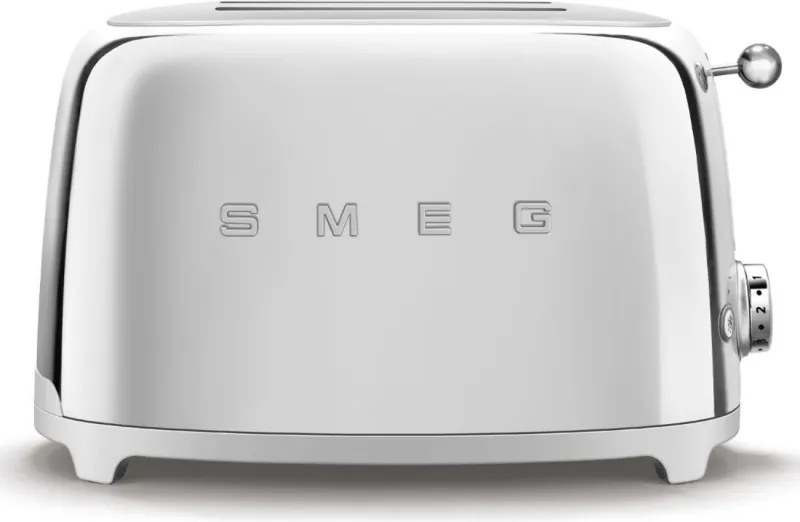 Prajitor de paine SMEG 50's Style TSF01SSEU, 950 W, 2 felii, 6 trepte, Tava pentru firimituri, Cablu integrat, Otel inoxidabil, Argintiu