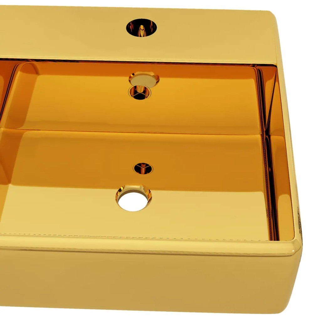 Chiuveta cu preaplin, auriu, 41 x 41 x 15 cm, ceramica Auriu