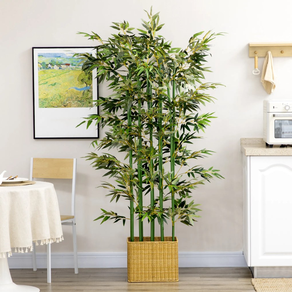 HOMCOM Bambus Artificial, Plantă Decorativă, Aspect Realist, Ușor de Întreținut, Pentru Casă, 180 cm, Verde | Aosom Romania