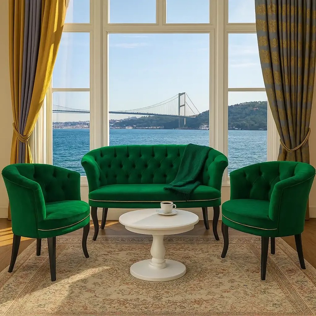 Set canapea si fotolii Milano Relax Homs textil verde