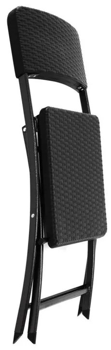 Masă suspendată și 2 scaune din rattan, negru